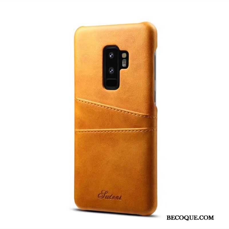 Samsung Galaxy S9+ Coque De Téléphone Cuir Véritable Incassable Jaune Petit Étui En Cuir