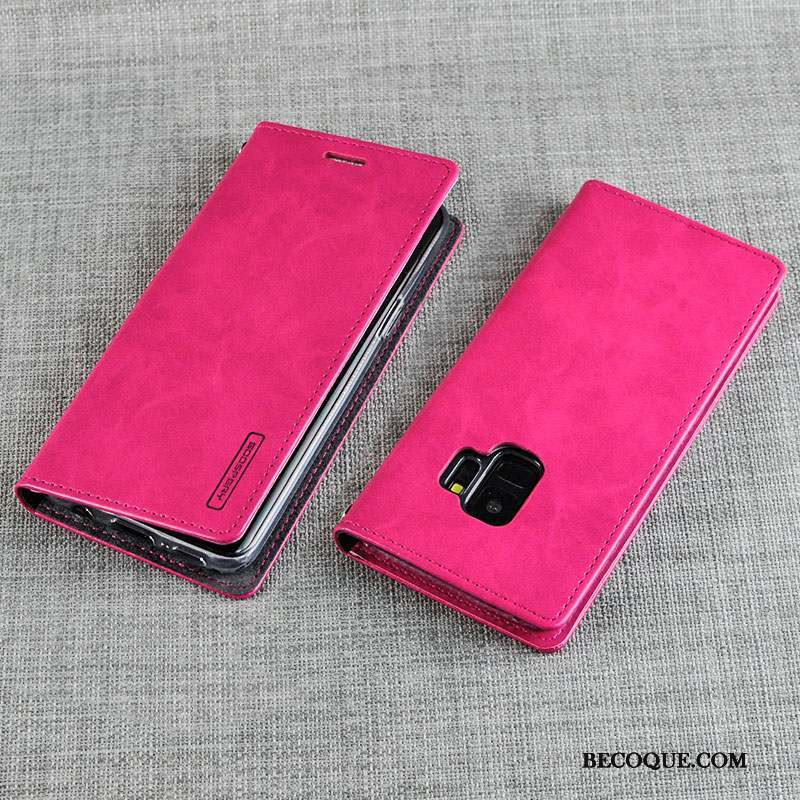 Samsung Galaxy S9+ Coque De Téléphone Housse Étui En Cuir Très Mince Fluide Doux Vin Rouge