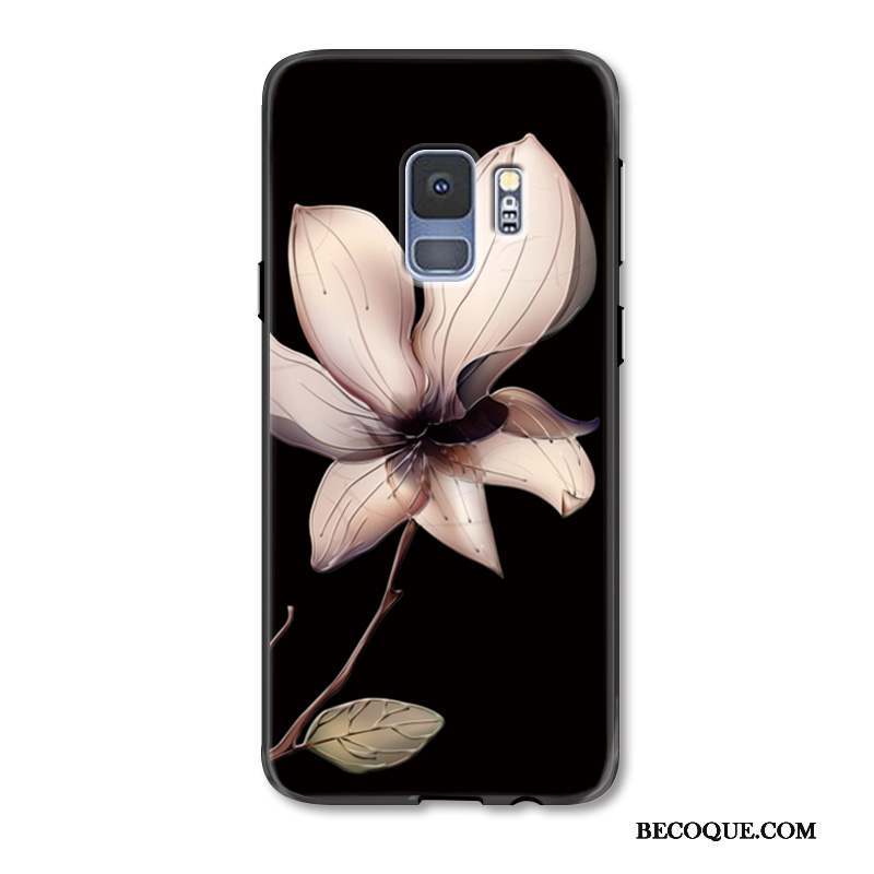 Samsung Galaxy S9+ Coque De Téléphone Protection Étui Noir Luxe Gaufrage