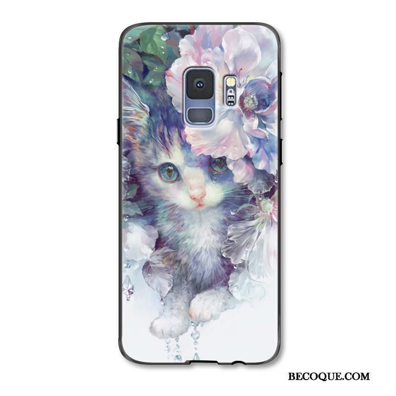 Samsung Galaxy S9+ Coque Dessin Animé Noir Chat Gaufrage Marque De Tendance Protection