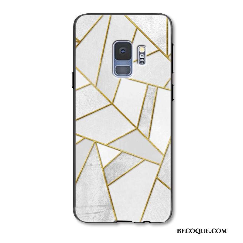 Samsung Galaxy S9 Coque Dimensionnel Gaufrage Géométrie Vert Étui Silicone