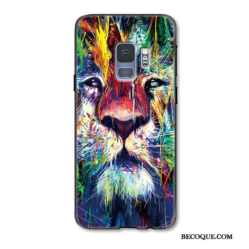 Samsung Galaxy S9 Coque Gaufrage Coloré Luxe Lion Personnalité Protection