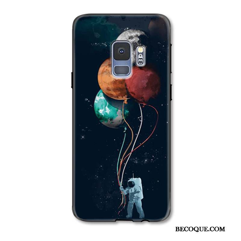 Samsung Galaxy S9 Coque Gaufrage Créatif Noir Personnalité Incassable Silicone