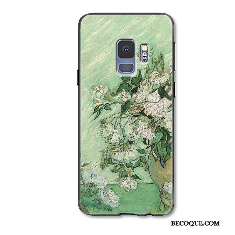 Samsung Galaxy S9 Coque Incassable Silicone Luxe Rose Vert Haute