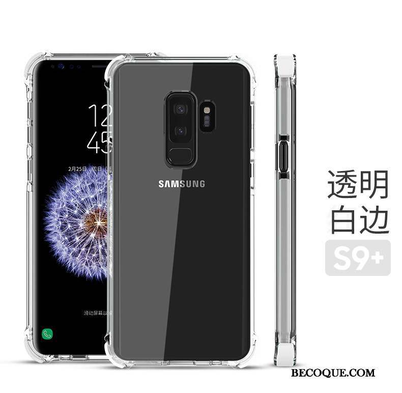 Samsung Galaxy S9+ Coque Nouveau Transparent Rouge Étui Tout Compris Protection