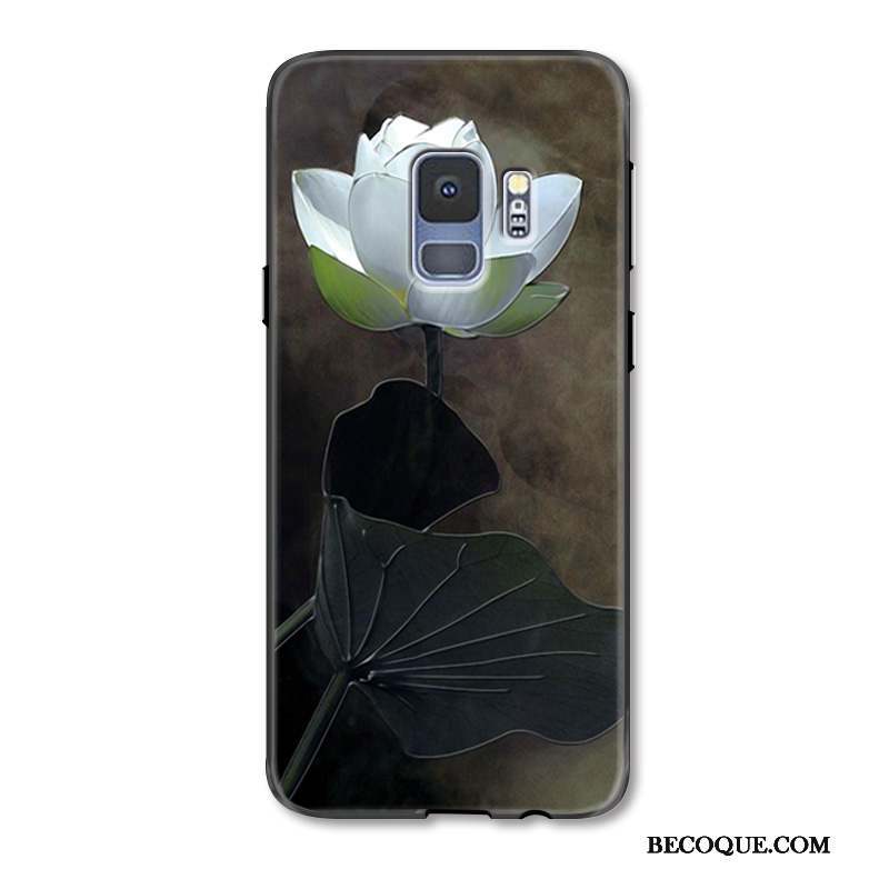 Samsung Galaxy S9+ Coque Ornements Suspendus Frais Vintage Blanc Style Chinois Étui