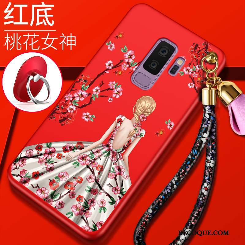 Samsung Galaxy S9+ Coque Tendance Incassable Étui Fluide Doux Protection Rouge