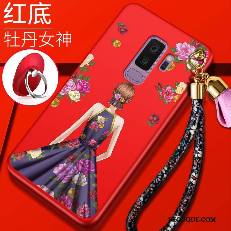 Samsung Galaxy S9+ Coque Tendance Incassable Étui Fluide Doux Protection Rouge