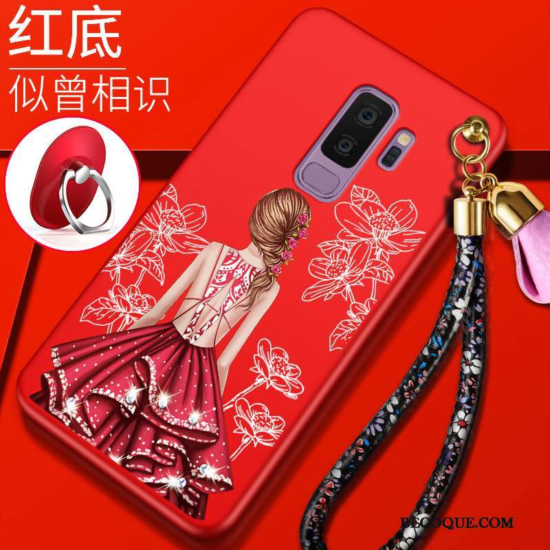 Samsung Galaxy S9+ Coque Tendance Incassable Étui Fluide Doux Protection Rouge