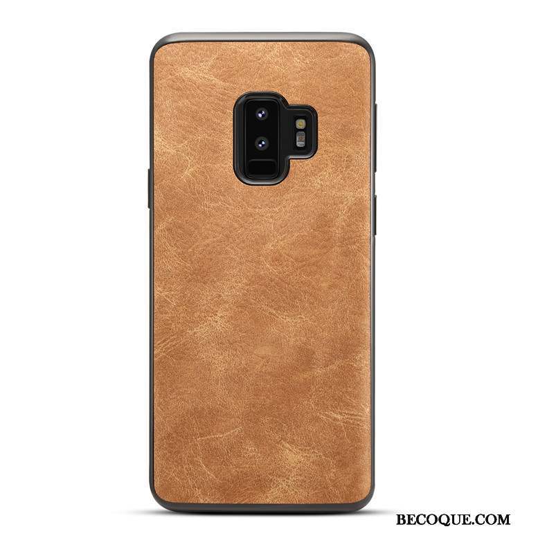 Samsung Galaxy S9 Coque Vintage Protection Jaune Étui Modèle Fleurie Cuir