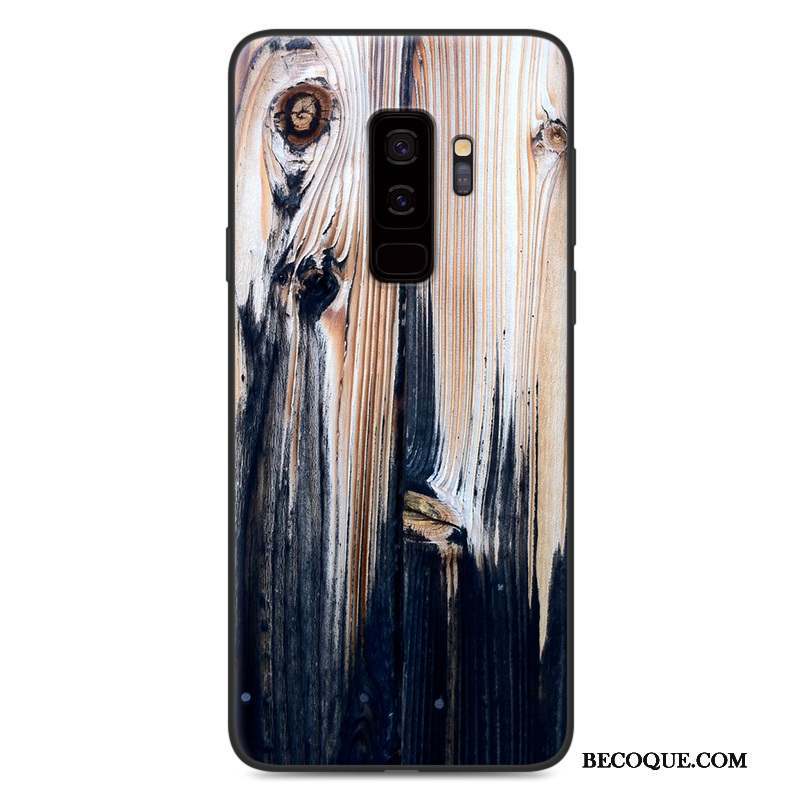 Samsung Galaxy S9 Coque Étui Bleu Peinture Bois Délavé En Daim Vintage