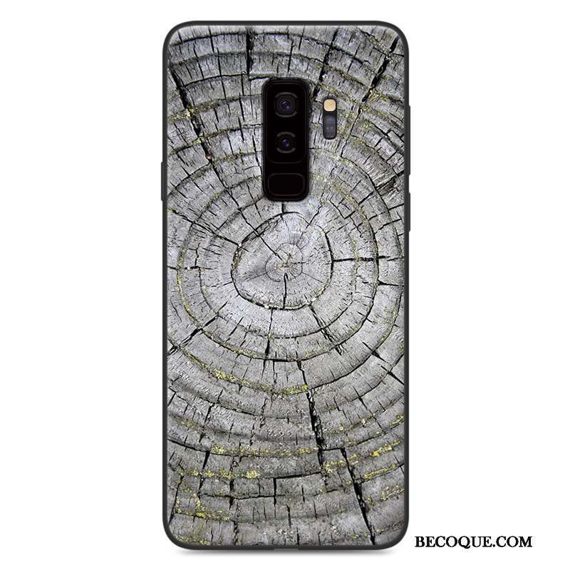 Samsung Galaxy S9 Coque Étui Bleu Peinture Bois Délavé En Daim Vintage