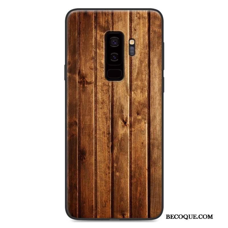 Samsung Galaxy S9 Coque Étui Bleu Peinture Bois Délavé En Daim Vintage