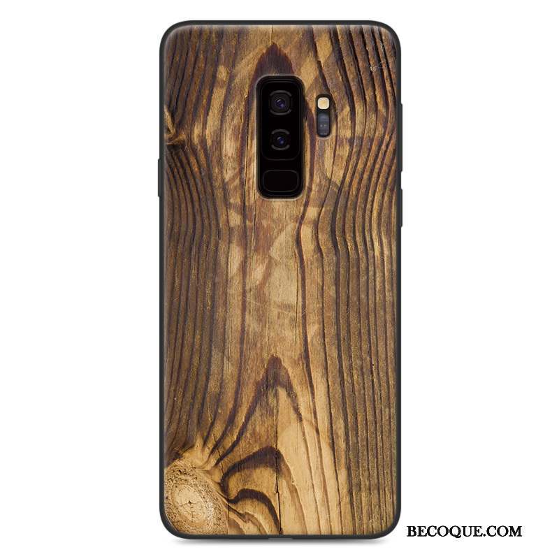 Samsung Galaxy S9 Coque Étui Bleu Peinture Bois Délavé En Daim Vintage