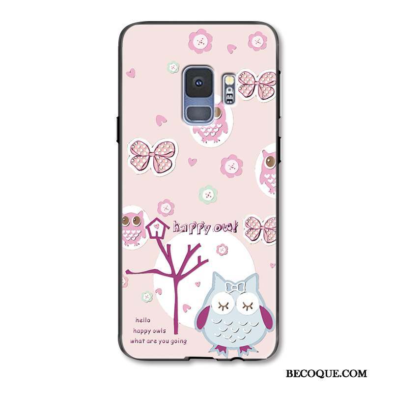 Samsung Galaxy S9+ Dessin Animé Mode Rose Grand Ornements Suspendus Coque De Téléphone
