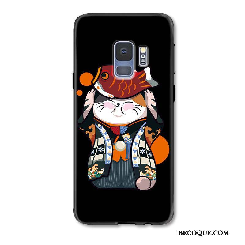 Samsung Galaxy S9+ Incassable Coque De Téléphone Gaufrage Personnalité Tendance Noir