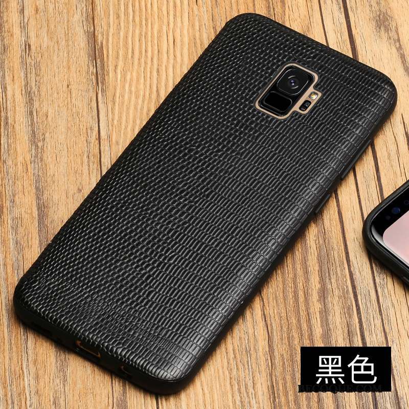 Samsung Galaxy S9 Personnalité Coque De Téléphone Étui Rouge Cuir Véritable Marque De Tendance