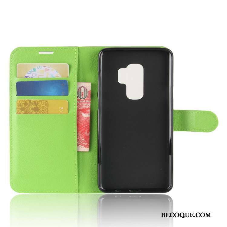 Samsung Galaxy S9+ Protection Étui Coque Étui En Cuir Noir Téléphone Portable