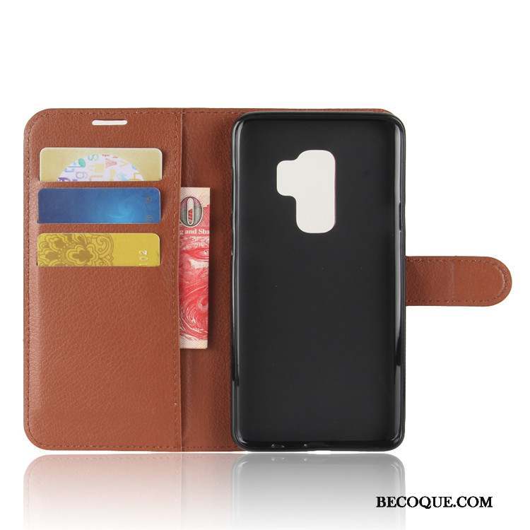 Samsung Galaxy S9+ Protection Étui Coque Étui En Cuir Noir Téléphone Portable