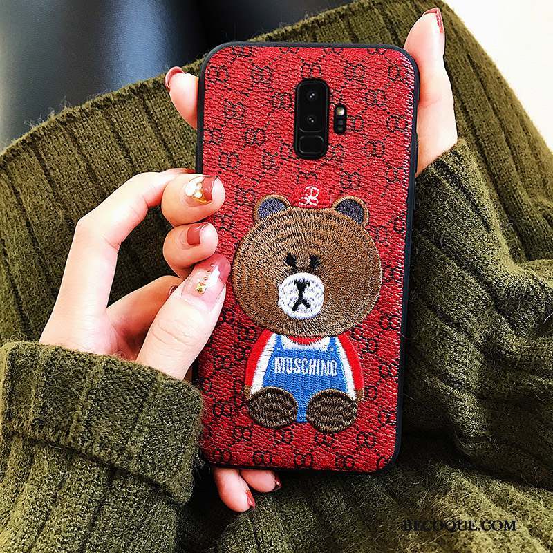 Samsung Galaxy S9+ Rouge Coque De Téléphone Ours Tout Compris Incassable Personnalité