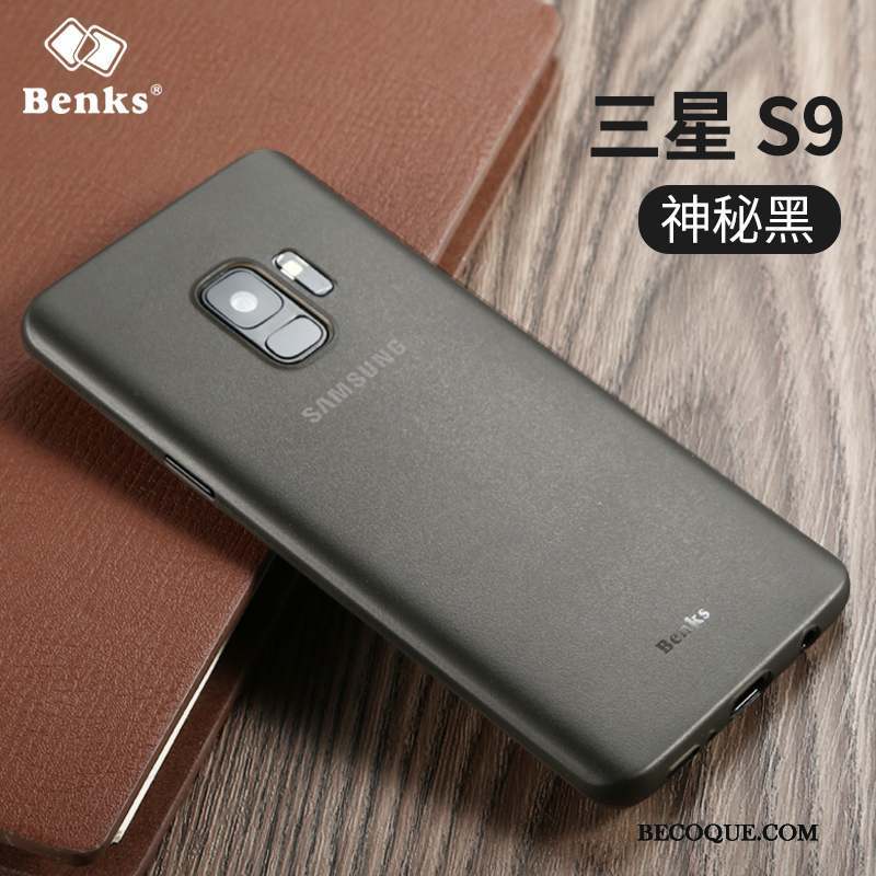 Samsung Galaxy S9 Très Mince Étui Coque De Téléphone Noir Délavé En Daim Incassable