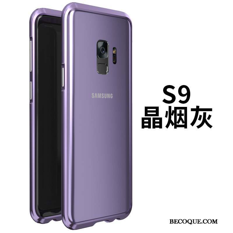 Samsung Galaxy S9 Verre Border Étui Coque De Téléphone Métal Noir