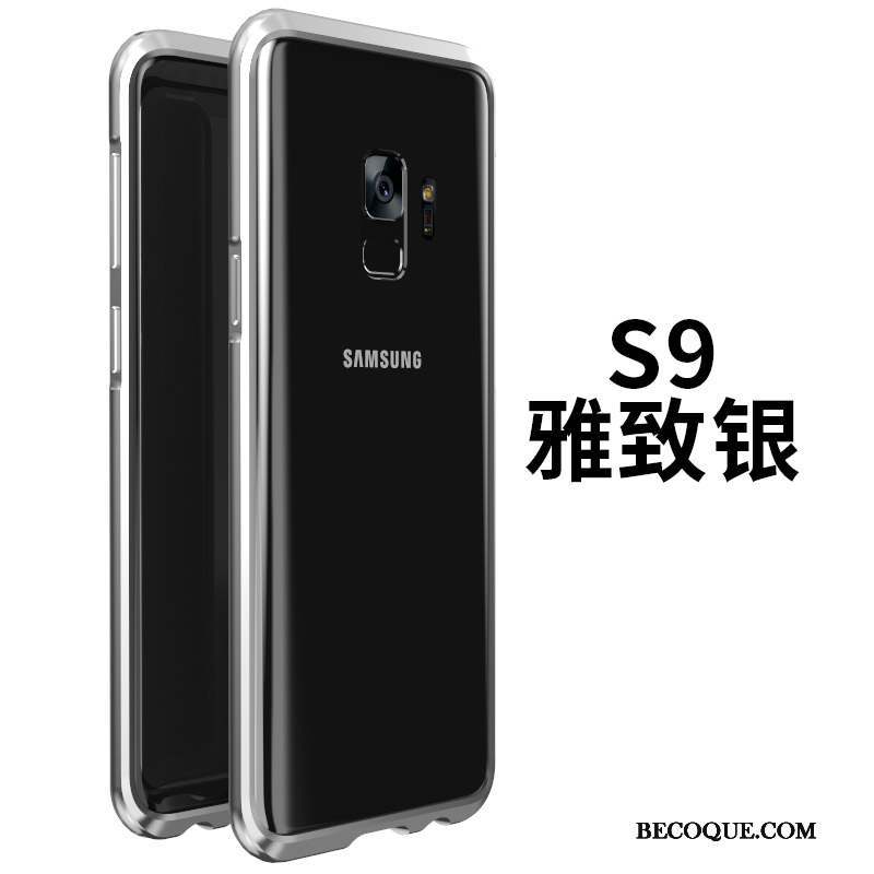 Samsung Galaxy S9 Verre Border Étui Coque De Téléphone Métal Noir