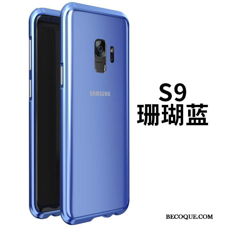 Samsung Galaxy S9 Verre Border Étui Coque De Téléphone Métal Noir