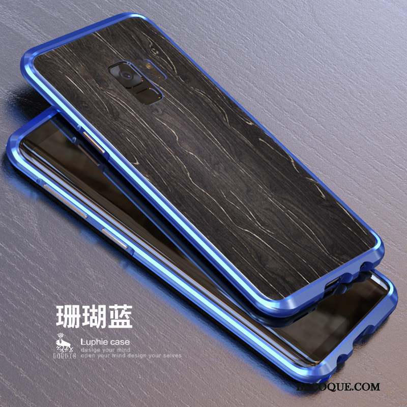 Samsung Galaxy S9 Verre Border Étui Coque De Téléphone Métal Noir