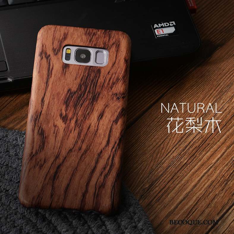 Samsung Galaxy S9+ Étui En Bois Rouge Coque Protection De Téléphone