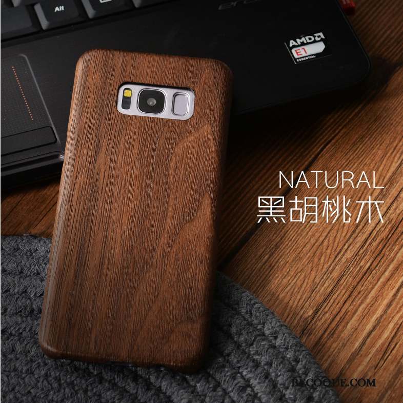 Samsung Galaxy S9+ Étui En Bois Rouge Coque Protection De Téléphone