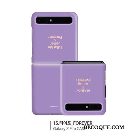 Samsung Z Flip Coque Simple Rouge Violet Authentique Étui Difficile