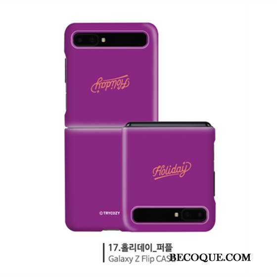 Samsung Z Flip Coque Simple Rouge Violet Authentique Étui Difficile