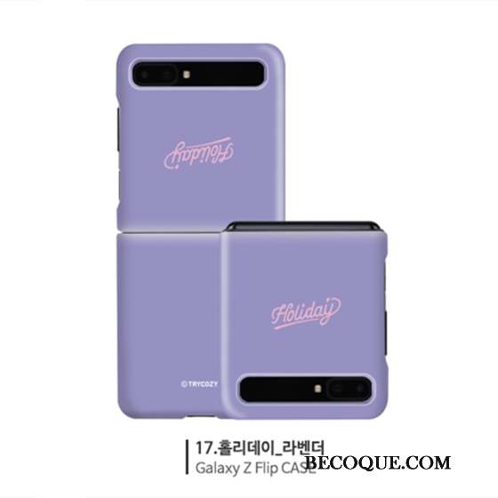 Samsung Z Flip Coque Simple Rouge Violet Authentique Étui Difficile