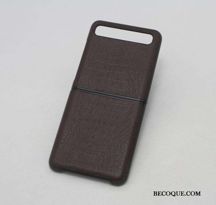 Samsung Z Flip Coque Tout Compris Luxe Étui En Cuir Protection Noir Incassable