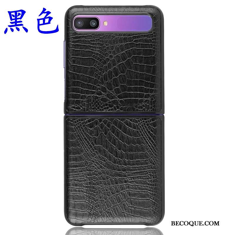 Samsung Z Flip Cuir Étui Blanc Coque De Téléphone Crocodile Modèle Difficile