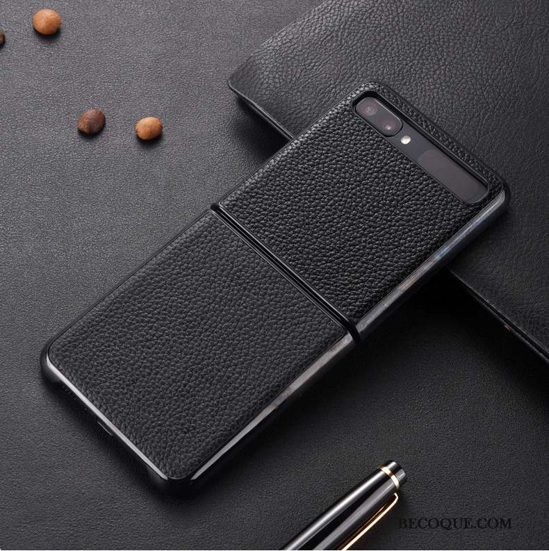 Samsung Z Flip Étui En Cuir Incassable Vert Téléphone Portable Coque De Téléphone Protection