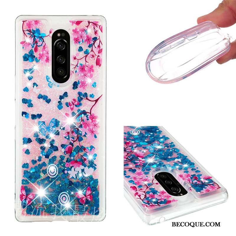 Sony Xperia 1 Coque De Téléphone Dessin Animé Quicksand Rouge Tout Compris Fluide Doux