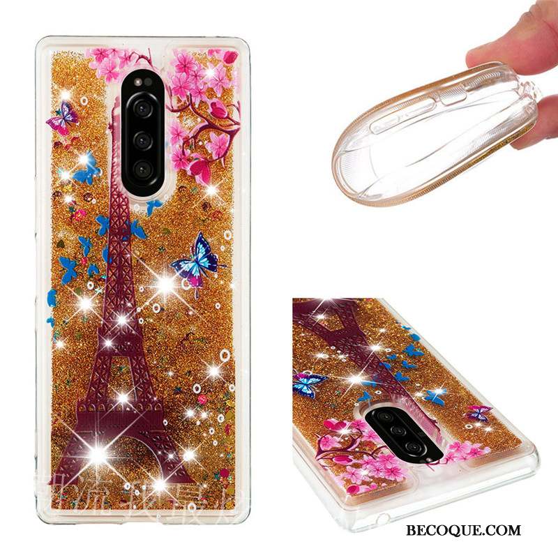 Sony Xperia 1 Coque De Téléphone Dessin Animé Quicksand Rouge Tout Compris Fluide Doux