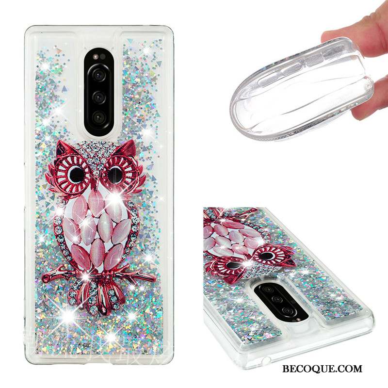 Sony Xperia 1 Coque De Téléphone Dessin Animé Quicksand Rouge Tout Compris Fluide Doux