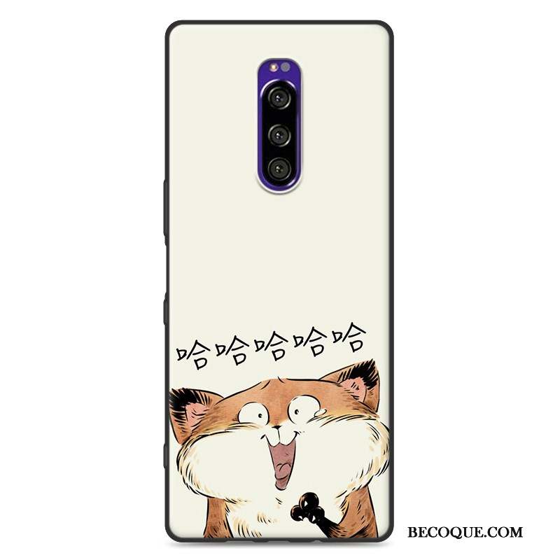 Sony Xperia 1 Coque De Téléphone Étui Délavé En Daim Noir Dessin Animé Charmant