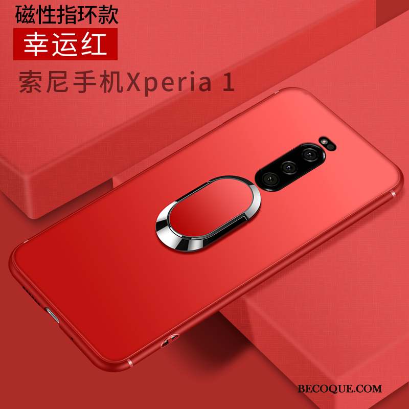 Sony Xperia 1 Coque Personnalité Silicone Créatif Transparent Net Rouge