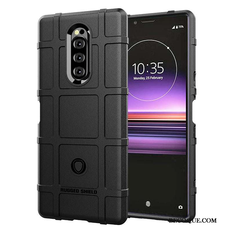 Sony Xperia 1 Délavé En Daim Coque De Téléphone Incassable Épaissir Fluide Doux Étui