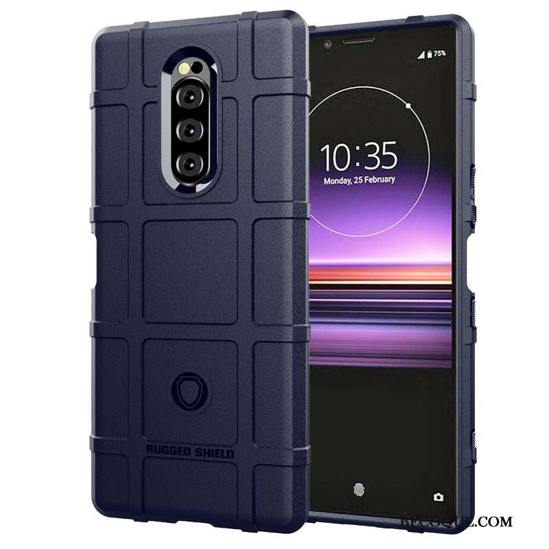 Sony Xperia 1 Délavé En Daim Coque De Téléphone Incassable Épaissir Fluide Doux Étui