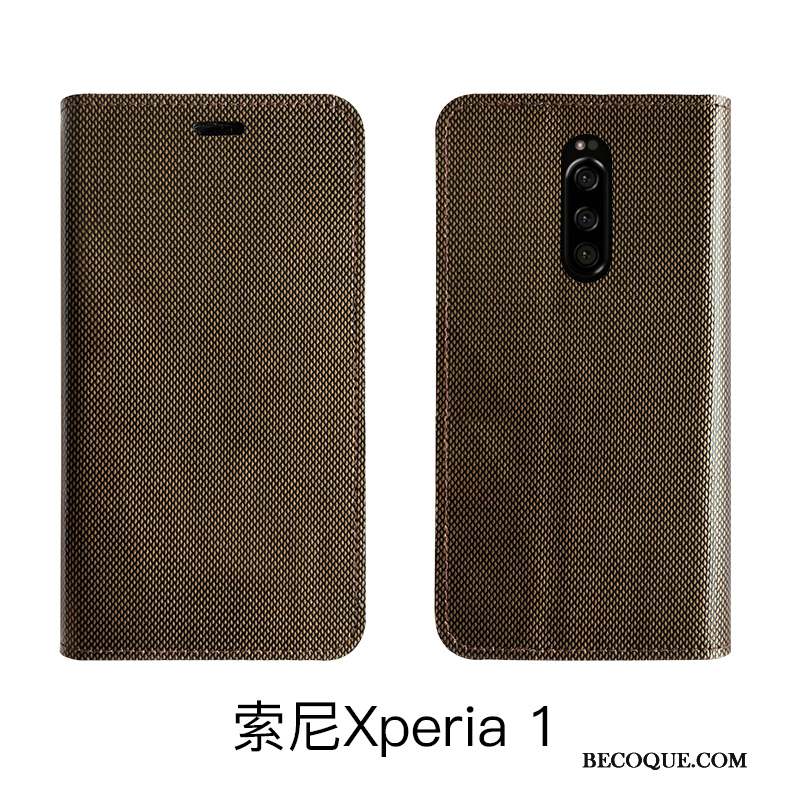 Sony Xperia 1 Housse Luxe Coque De Téléphone Cuir Véritable Bovins Étui En Cuir