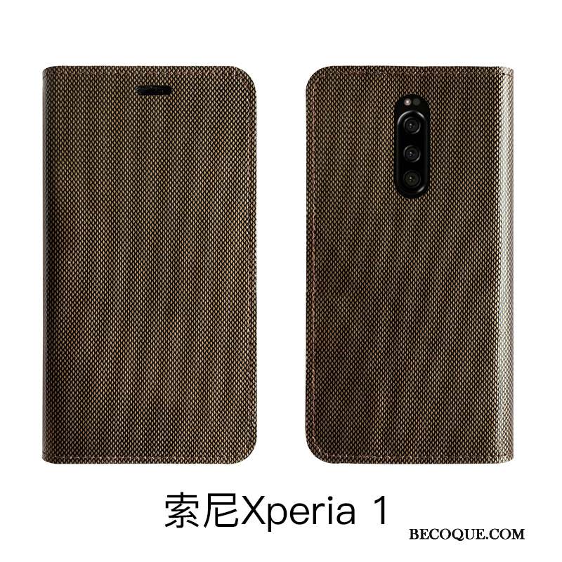 Sony Xperia 1 Housse Luxe Coque De Téléphone Cuir Véritable Bovins Étui En Cuir