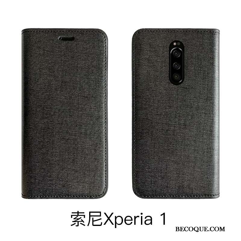 Sony Xperia 1 Housse Luxe Coque De Téléphone Cuir Véritable Bovins Étui En Cuir