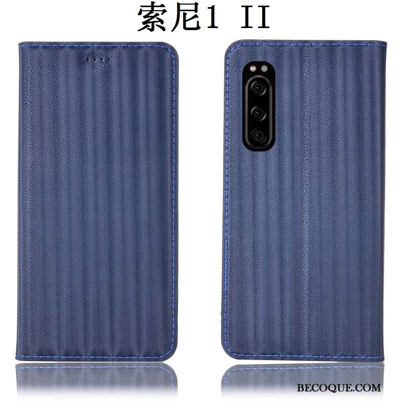 Sony Xperia 1 Ii Coque Protection Bleu Dégradé Incassable Étui Étui En Cuir