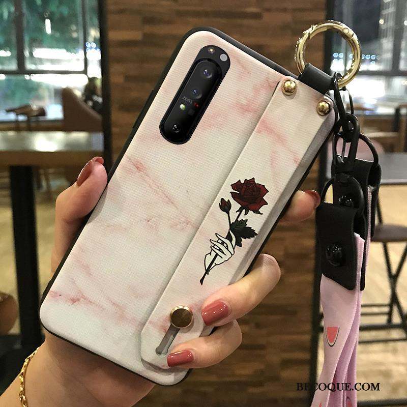 Sony Xperia 1 Ii Coque Rose Créatif Fleur Frais Fluide Doux Ornements Suspendus