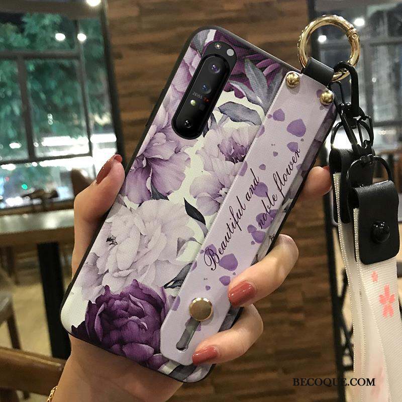 Sony Xperia 1 Ii Coque Rose Créatif Fleur Frais Fluide Doux Ornements Suspendus